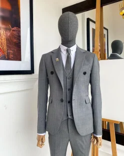 An Irish Grey Nobility Fabric – “Board Room” 2 Button Notch Lapel Suit