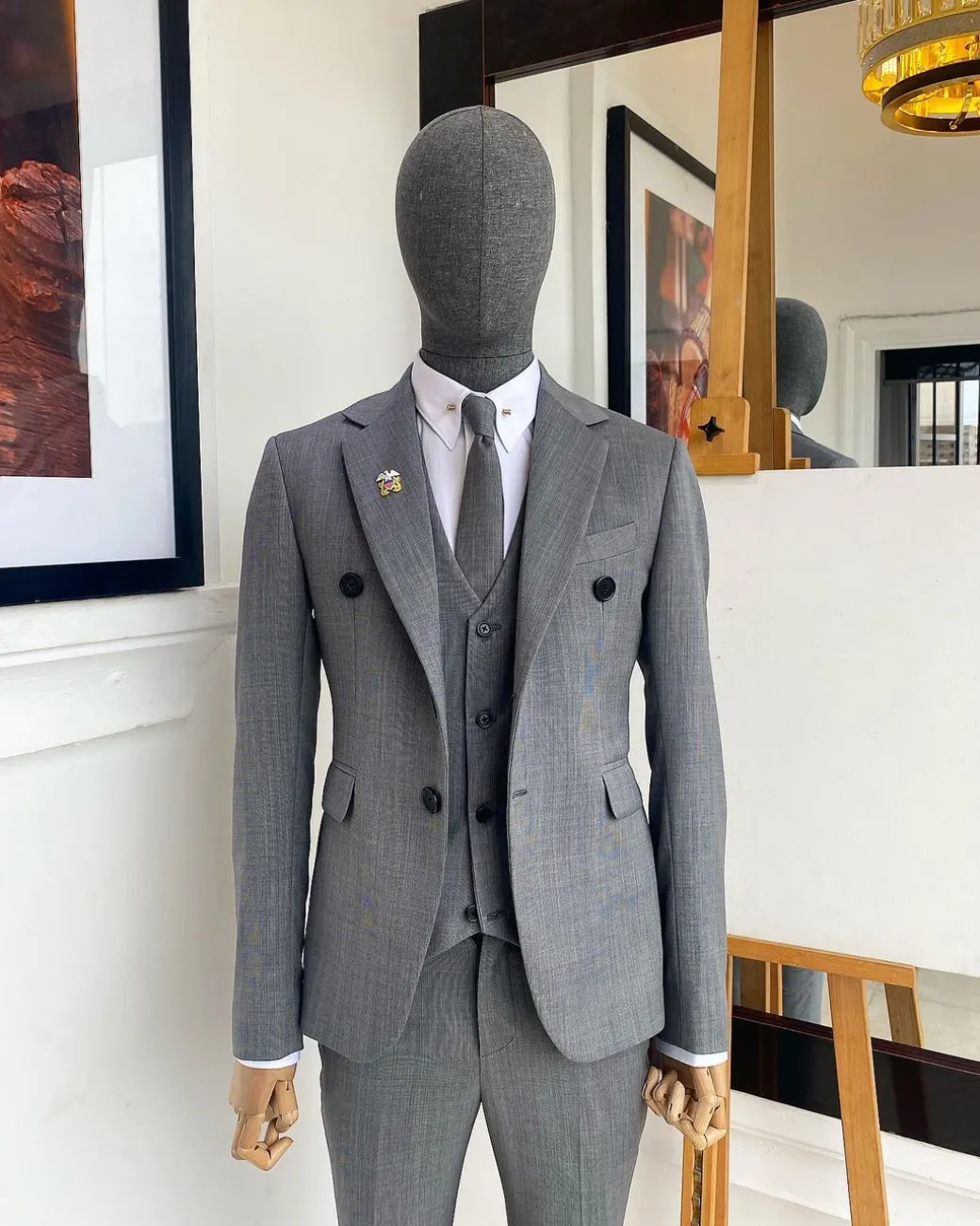 An Irish Grey Nobility Fabric – “Board Room” 2 Button Notch Lapel Suit
