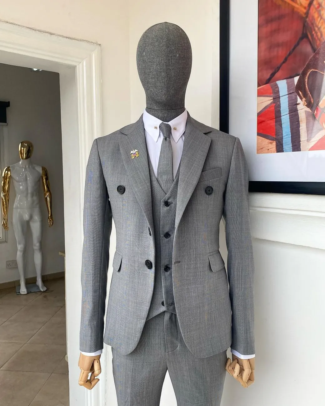 An Irish Grey Nobility Fabric – “Board Room” 2 Button Notch Lapel Suit