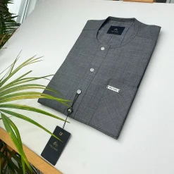 An Irish Grey with silver ABV diamond-shaped Australian Swarovski button detailing Kaftan