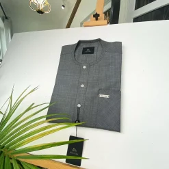 An Irish Grey with silver ABV diamond-shaped Australian Swarovski button detailing Kaftan