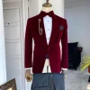 An Italian velvet burgundy Shawl lapel tuxedo suit