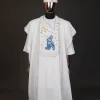 An Ivory white, dropping stars and bender knees metallic wire embroidery details agbada
