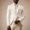An Ivory White Peak lapel ”Short Front” tuxedo suit