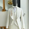 An ivory white, shawl lapel, “maze” line intersection Japanese patterned jacquard suit