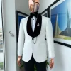 An Ivory white Square pattern jacquard shawl lapel jacquard tuxedo Suit
