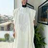 An Ivory white with connected zag and triangle embroidery Agbada