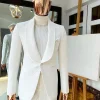An Ivory white“Road To Damascus” Monochrome square patter jacquard tuxedo suit