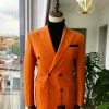 An “Orange” Peak Lapel, Hand knitted, double-breasted Peak Lapel suit