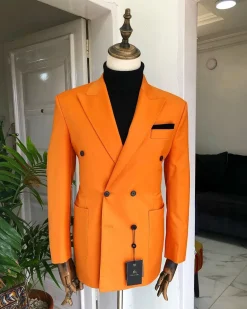 An “Orange” Peak Lapel, Hand knitted, double-breasted Peak Lapel suit