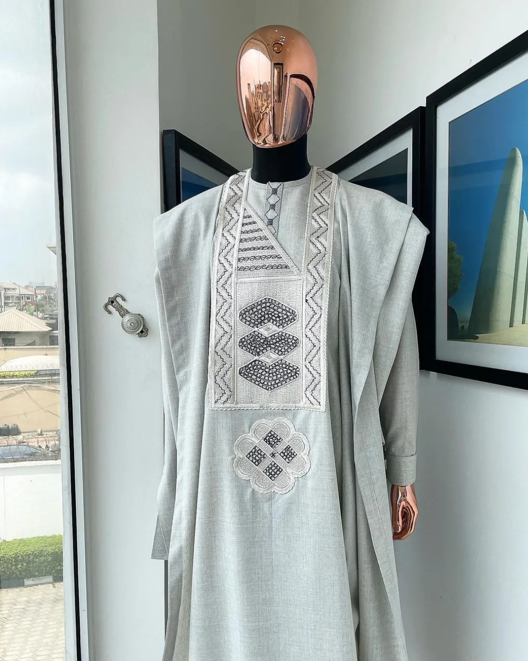 An Pearl Ivory, Lego Broken Pearl Embroidery Design Agbada