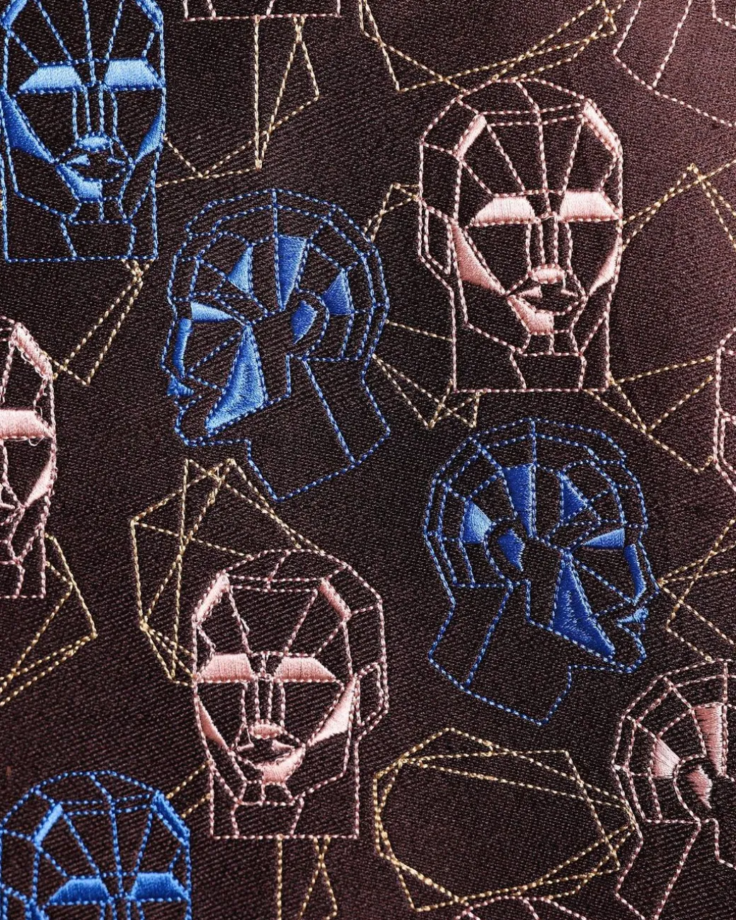 An Umber Brown, AI connected iron-man maze embroidery details agbada, mixed Swarovski buttons on 3/4 sleeve kaftan & sokoto
