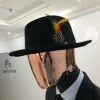 Black Bowlers Hat with feathers detailings and design