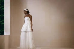 High Low, Petals Embellished With A Straight Across Neckline Bridal ball Gown
