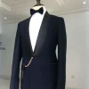 Jorgecarli Fabric, Navy Blue Mens one Button Tuxedo Suit