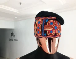 Light Blue, Orange, Red and Yellow Embroidery Yoruba Fila/hat