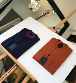 Navy Blue and Burnt Orange front flap detailing kaftan