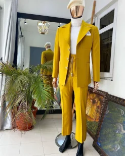 The “ Festac 77” mustard yellow 3 button safari suit