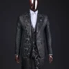 The “Gogo” Limited Edition Gold and Silver Mixed Jacquard Fabric Peak Lapel Metallic Jacquard Suit