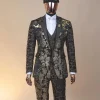 The “gogo” limited edition gold and black mixed jacquard fabric notch lapel metallic jacquard suit