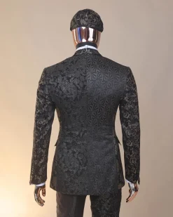 The “gogo” limited edition gold and black mixed jacquard fabric notch lapel metallic jacquard suit