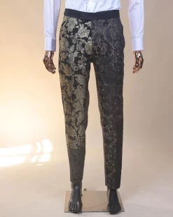 The “gogo” limited edition gold and black mixed jacquard fabric notch lapel metallic jacquard suit