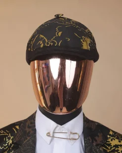 The “gogo” limited edition gold and black mixed jacquard fabric notch lapel metallic jacquard suit