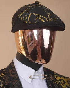 The “gogo” limited edition gold and black mixed jacquard fabric notch lapel metallic jacquard suit