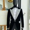 The “Jackson”, Charcoal black, Clear Crystal Trim Bling Layered Peak Lapel Tuxedo Suit