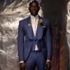 The “Lyttleton” two-pate intersected shawl lapel hand knitted Tuxedo blazer suit