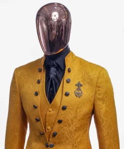 The “Monaco” honey yellow, single button front cut layered suit