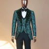 The “October 1st” castleton green covered peak lapel jacquard tuxedo suit