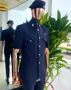 The reloaded midnight blue vintage “Havana” French safari suit