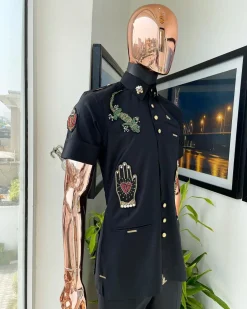 The Reloaded vintage charcoal black “Havana” French safari shirt