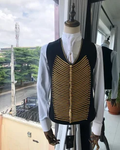 The “showman” Maroon trench silk costume suit.