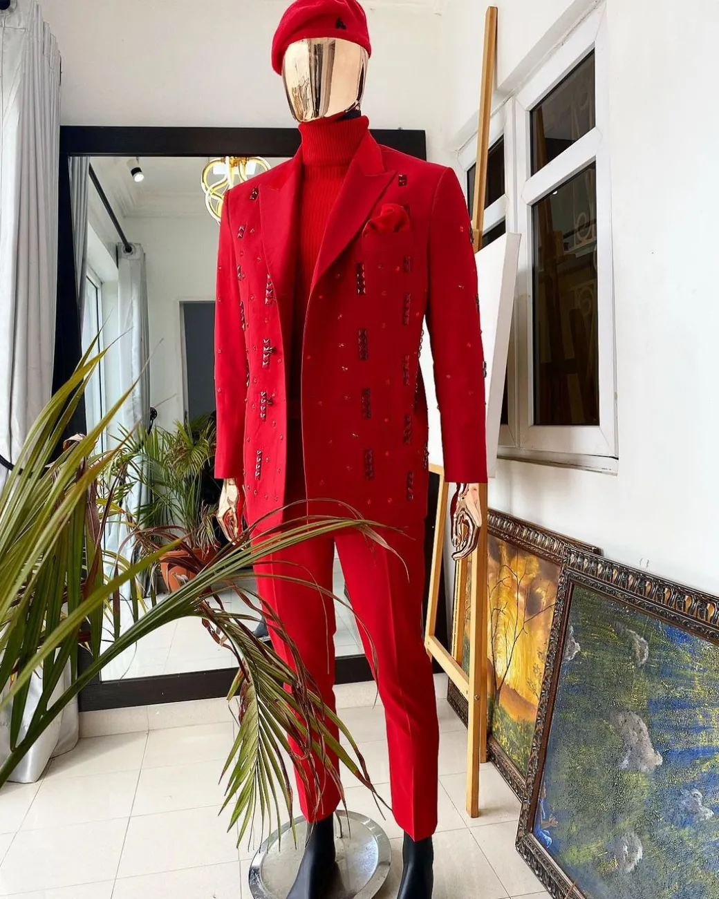 The “Sinclair” red monochrome double breasted suit