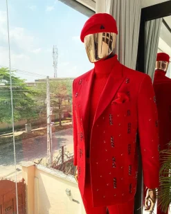 The “Sinclair” red monochrome double breasted suit