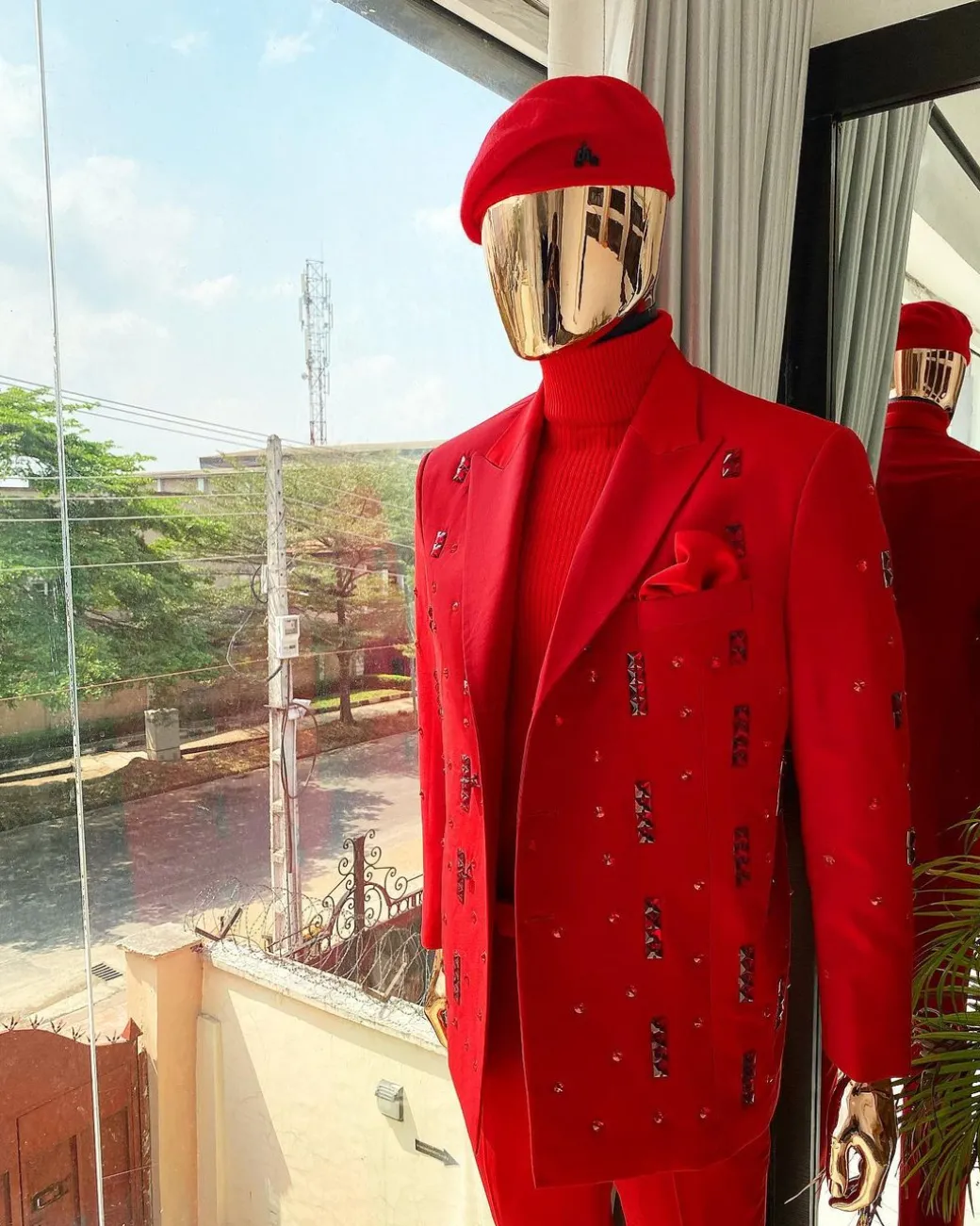 The “Sinclair” red monochrome double breasted suit