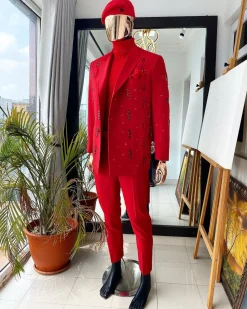 The “Sinclair” red monochrome double breasted suit