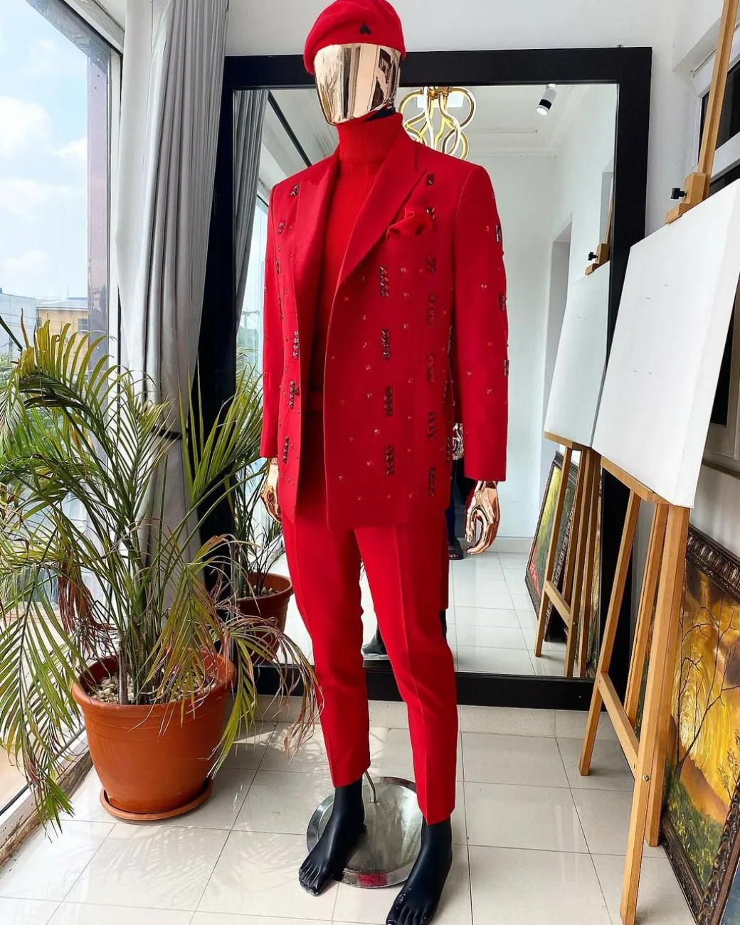The “Sinclair” red monochrome double breasted suit