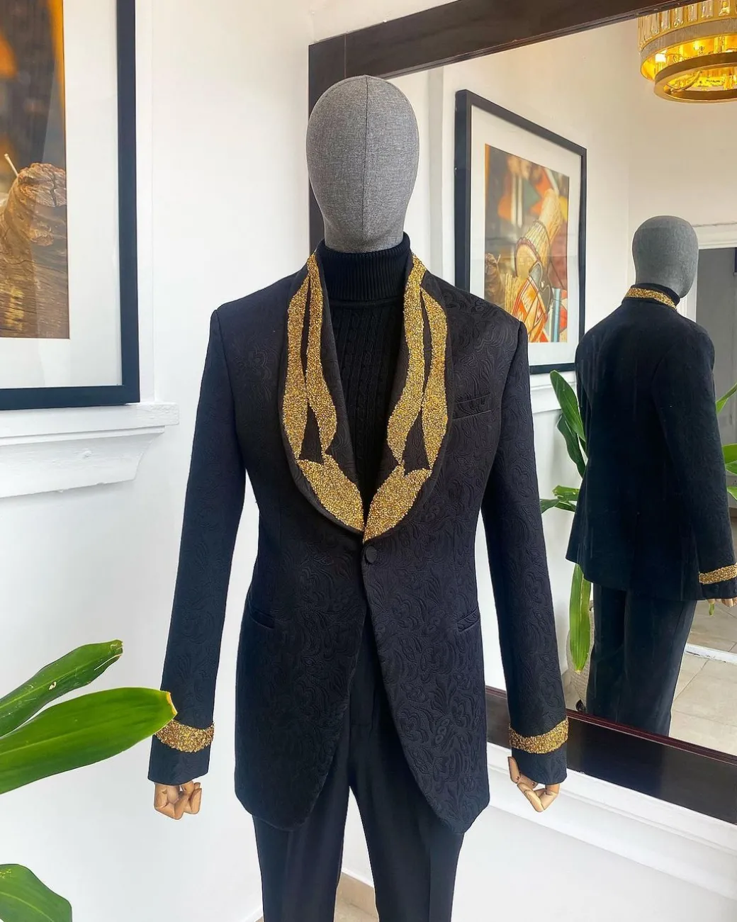 The “Vegas” Monochrome Charcoal Black Shawl Lapel Suit