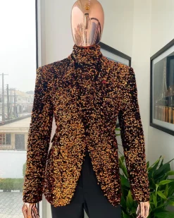 The “Young and Restless” fire orange peak lapel suit